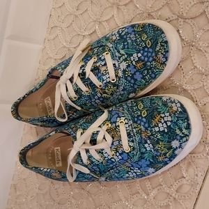 Keds× Rifle Paper Co. Blue Meadow Floral Print Sneakers, Size 7.5